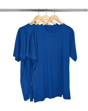 Kit 3 Camisetas Masculinas Plus Size De Algodão Azul Royal