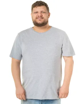 Camiseta Plus Size Masculina de Algodão Cinza Mescla