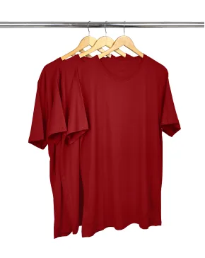 Kit 3 Camisetas Masculinas Plus Size De Algodão Bordô