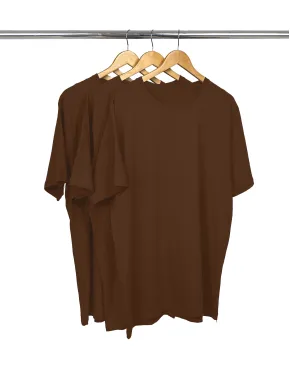 Kit 3 Camisetas Masculinas Plus Size De Algodão Marrom