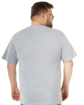 Camiseta Plus Size Masculina de Algodão Cinza Mescla