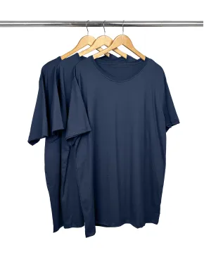 Kit 3 Camisetas Masculinas Plus Size De Algodão Azul Marinho