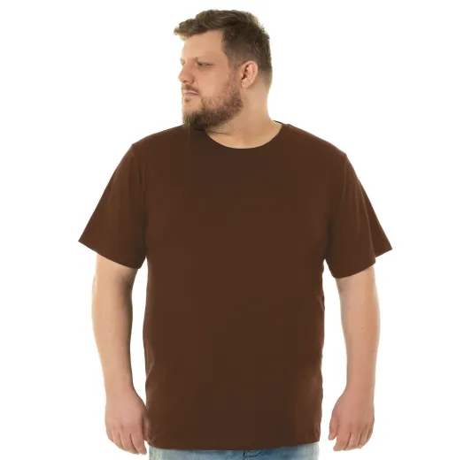 Camiseta Plus Size Masculina de Algodão Marrom