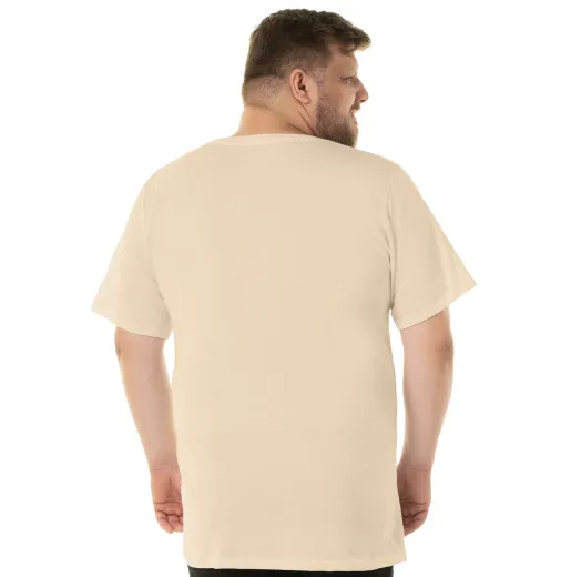 Camiseta Plus Size Masculina de Algodão Areia