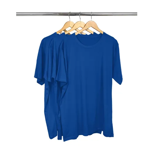 Kit 3 Camisetas Masculinas Plus Size De Algodão Azul Royal