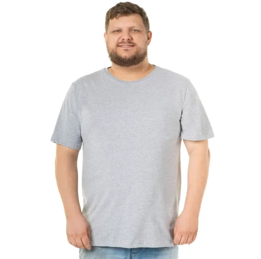  Kit 3 Camisetas Masculinas Plus Size De Algodão Cinza Mescla