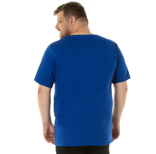 Camiseta Plus Size Masculina de Algodão Azul Royal