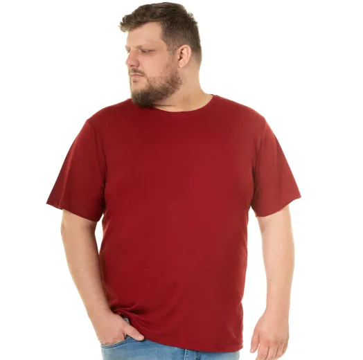 Kit 3 Camisetas Masculinas Plus Size De Algodão Bordô