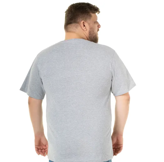 Camiseta Plus Size Masculina de Algodão Cinza Mescla