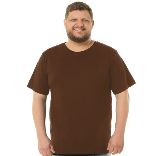 Camiseta Plus Size Masculina de Algodão Marrom