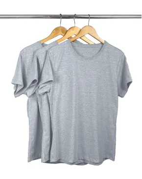 Kit 3 Camisetas Femininas Plus Size De Algodão Cinza Mescla
