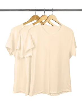 Kit 3 Camisetas Femininas Plus Size De Algodão Areia