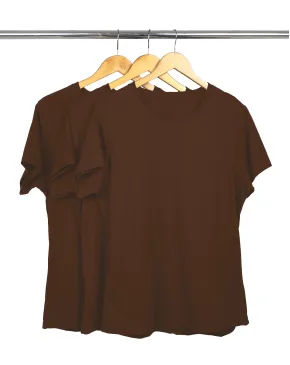 Kit 3 Camisetas Femininas Plus Size De Algodão Marrom