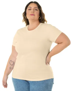 Kit 3 Camisetas Femininas Plus Size De Algodão Areia