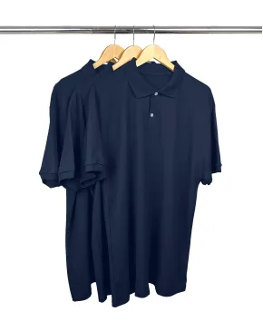 Kit 3 Camisas Polo Piquet Plus Size Masculina Azul Marinho