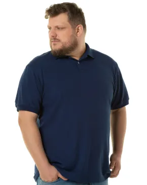 Camisa Polo Piquet Plus Size Masculina Azul Marinho