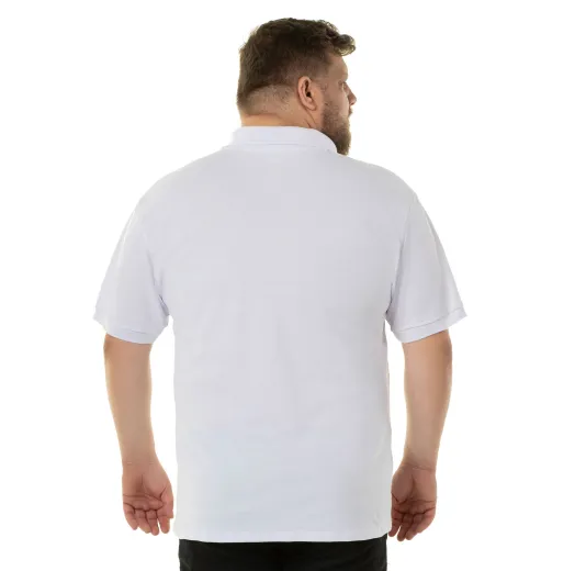 Camisa Polo Piquet Plus Size Masculina Branca