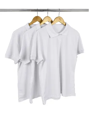 Kit 3 Camisas Polo Piquet Plus Size Feminina Brancas