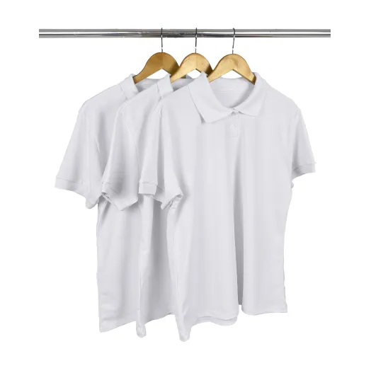Kit 3 Camisas Polo Piquet Plus Size Feminina Brancas