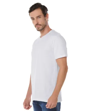 Camiseta Gola V de Algodão Premium Branca