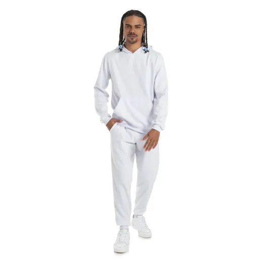 Conjunto Moletom Masculino com Capuz Branco 