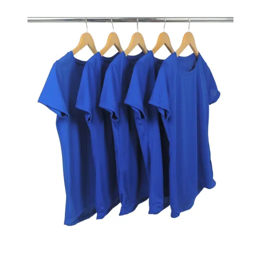 KIT 5 Camisetas Femininas Dry Fit Azul Royal Proteção UV 30+