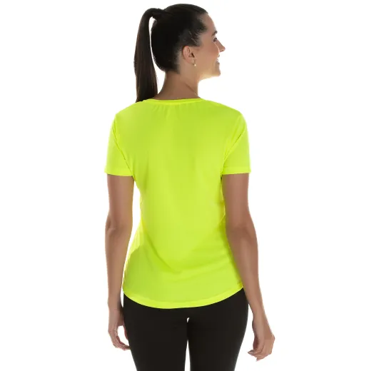 KIT 5 Camisetas Femininas Dry Fit Amarelo Fluorescente Proteção UV 30+