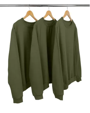 Kit 3 Blusões de Moletom Feminino Verde Militar 