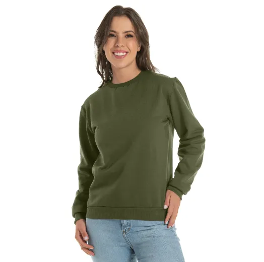 Blusão de moletom feminino verde militar 