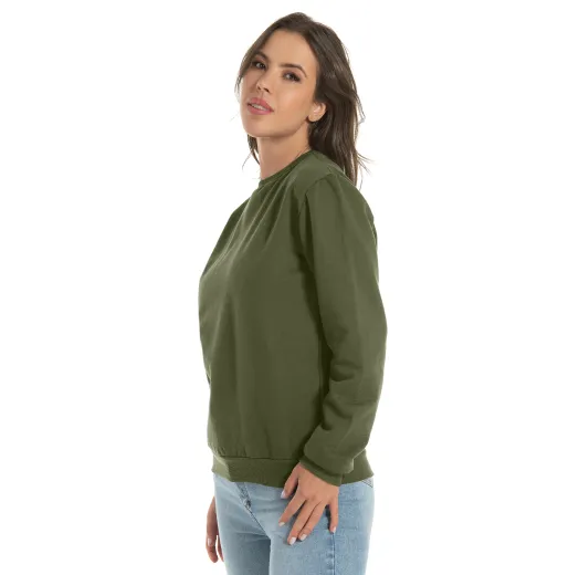 Blusão de moletom feminino verde militar 