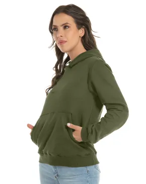 Kit 3 Moletons Canguru com Capuz Feminino Verde Militar