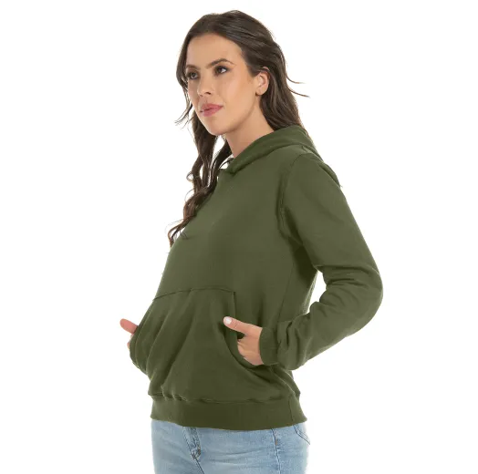 Kit 3 Moletons Canguru com Capuz Feminino Verde Militar