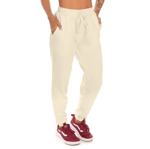 Calça Feminina de Moletom Areia