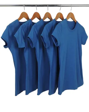 Kit 5 Camiseta Feminina Comfort Mescla Azul Royal