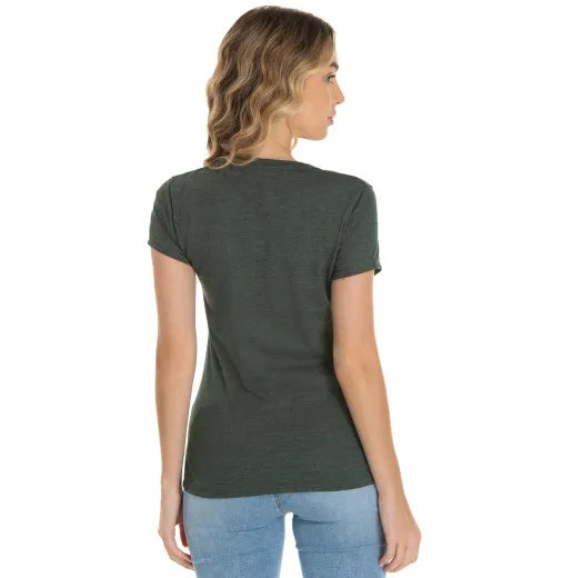Kit 5 Camisetas Femininas Comfort Mescla Verde Oliva