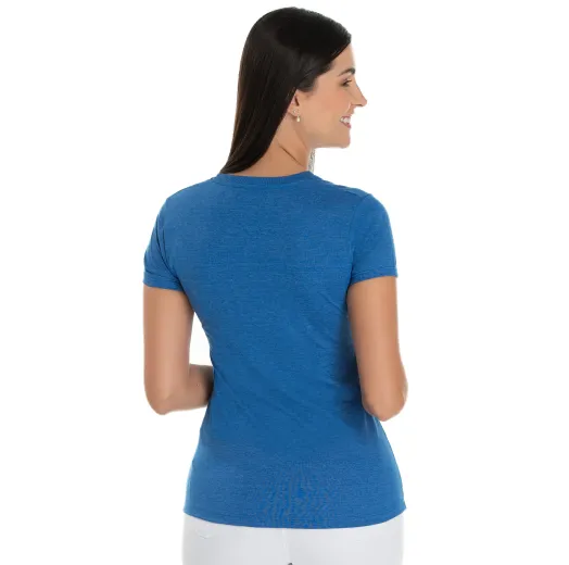 Camiseta Feminina Comfort Mescla Azul Royal