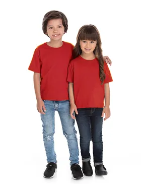 Kit 5 Camisetas Infantil de Algodão Penteado Vermelha