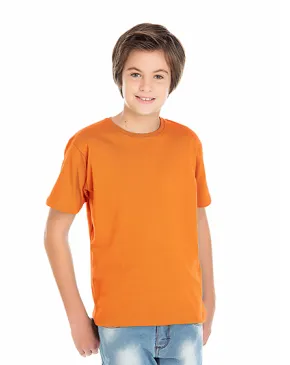 Camiseta Juvenil de Algodão Penteado Laranja