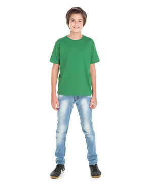 Kit 5 Camisetas Juvenil de Algodão Penteado Verde Bandeira