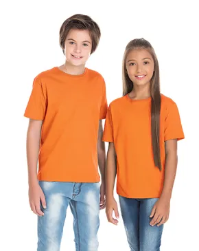 Camiseta Juvenil de Algodão Penteado Laranja