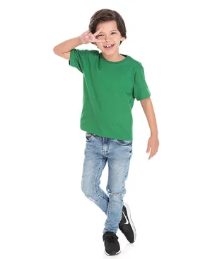 Kit 5 Camisetas Infantil de Algodão Penteado Verde Bandeira