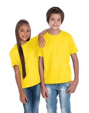Kit 5 Camisetas Juvenil de Algodão Penteado Amarelo Canário