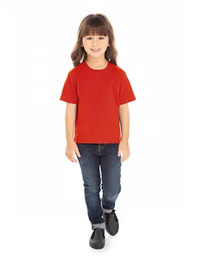 Kit 5 Camisetas Infantil de Algodão Penteado Vermelha