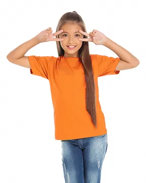 Camiseta Juvenil de Algodão Penteado Laranja