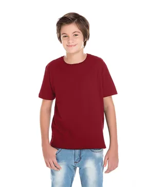 Kit 5 Camisetas Juvenil de Algodão Penteado Bordô