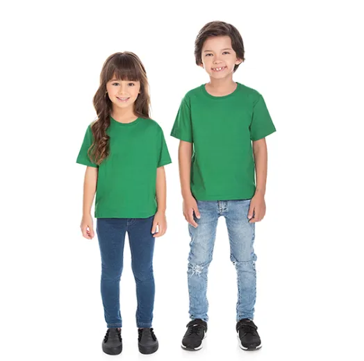 Kit 5 Camisetas Infantil de Algodão Penteado Verde Bandeira