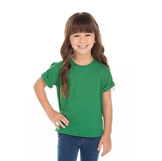 Camiseta Infantil de Algodão Penteado Verde Bandeira