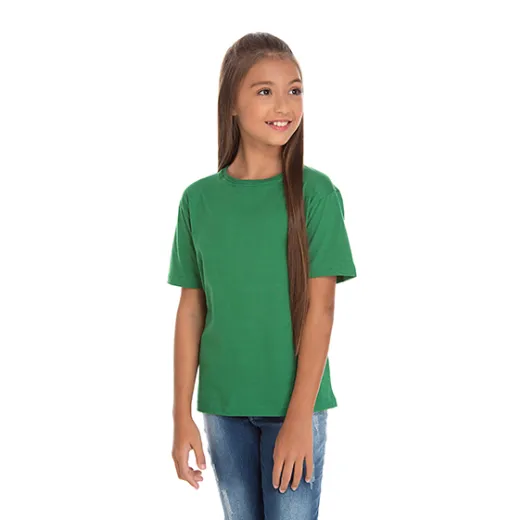 Camiseta Juvenil de Algodão Penteado Verde Bandeira