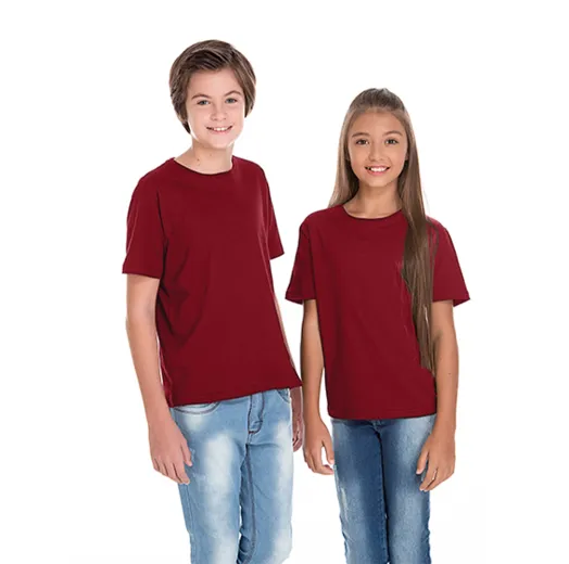 Kit 5 Camisetas Juvenil de Algodão Penteado Bordô