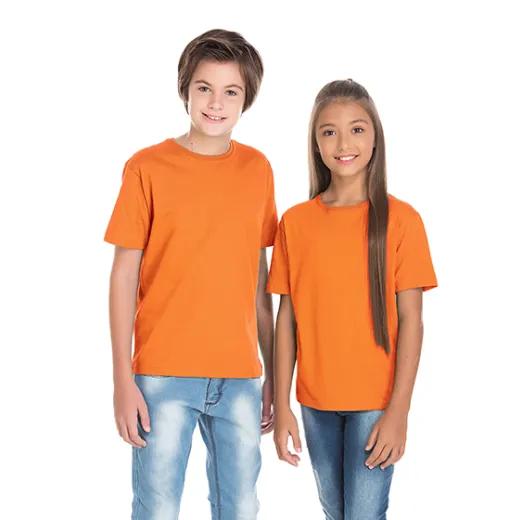 Kit 5 Camisetas Juvenil de Algodão Penteado Laranja